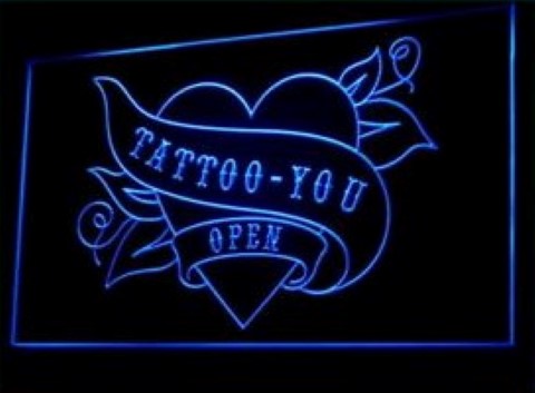 Tattoo You Open Piercing Heart Forever LED Neon Sign
